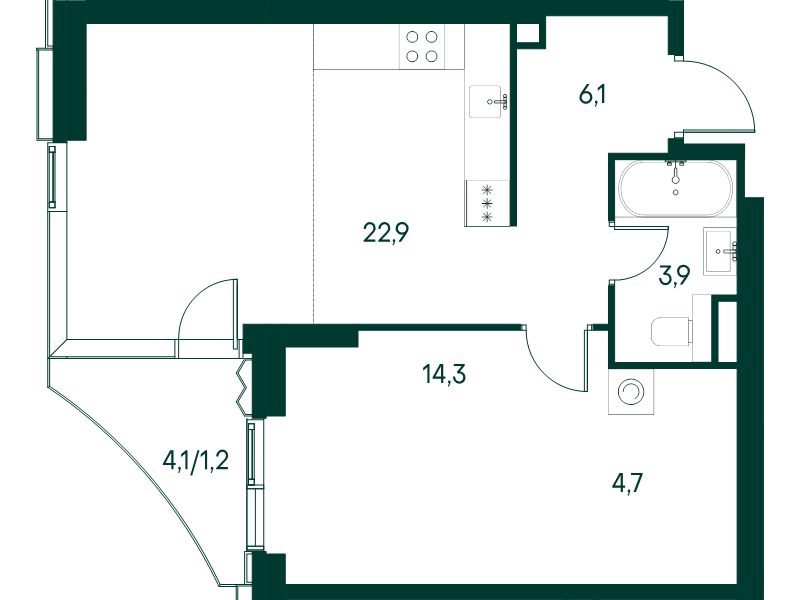 2 ккв (Евро) 53,1 м²