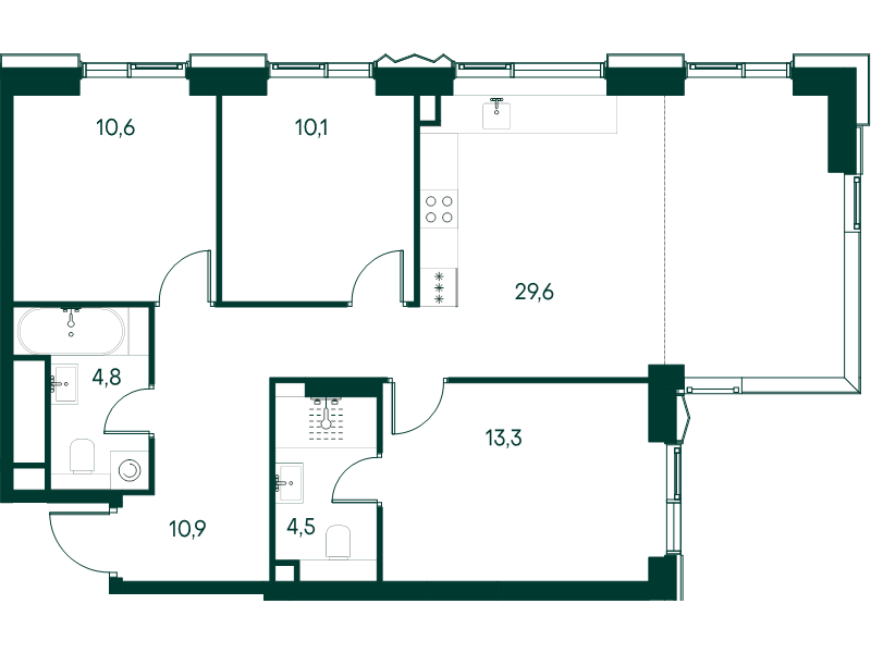 4 ккв (Евро) 83,8 м²