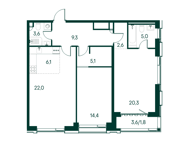 3 ккв (Евро) 90,2 м²