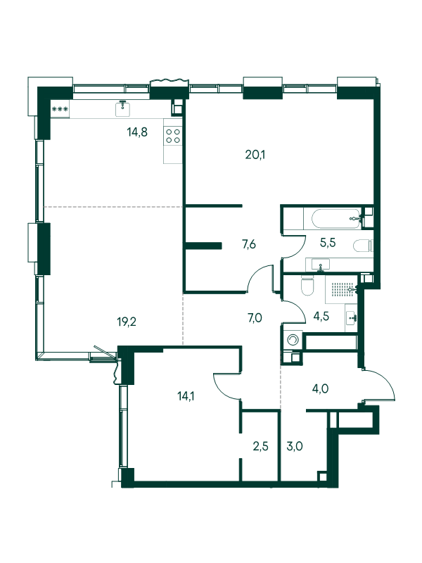 3 ккв (Евро) 102,3 м²