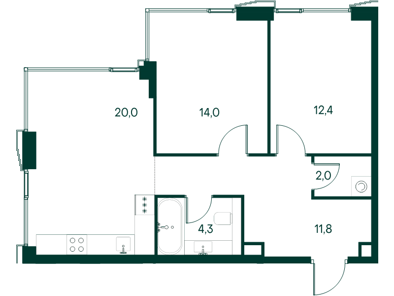 3 ккв (Евро) 64,5 м²