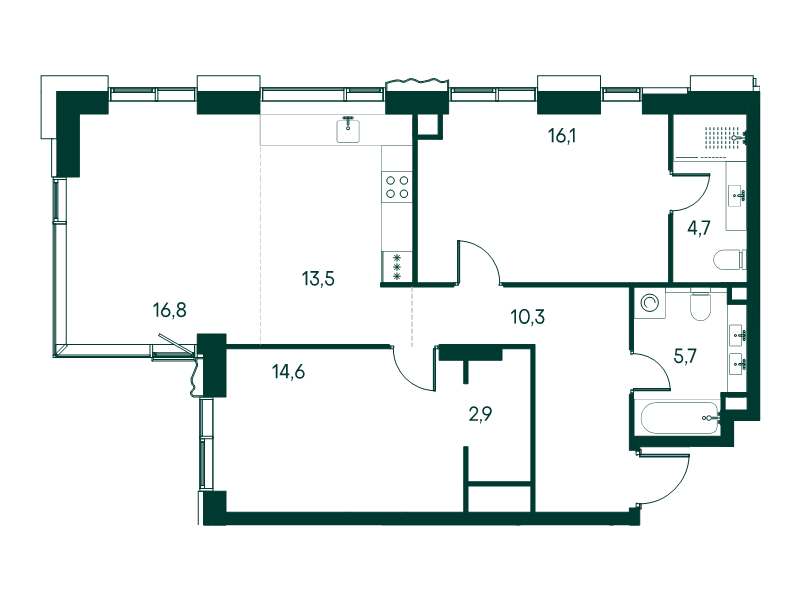 3 ккв (Евро) 84,6 м²