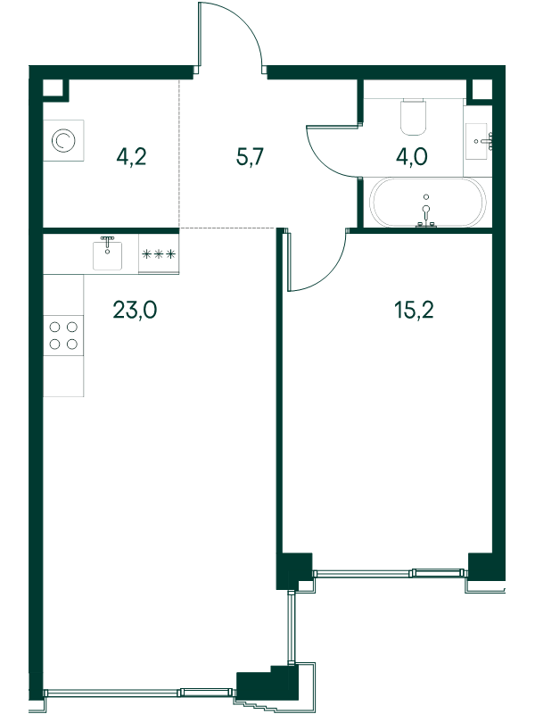 2 ккв (Евро) 52,1 м²