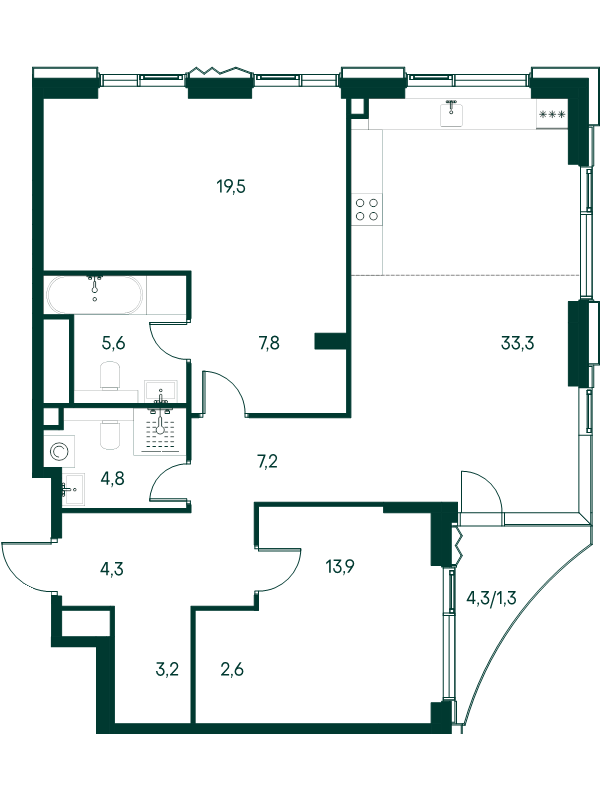 3 ккв (Евро) 103,5 м²