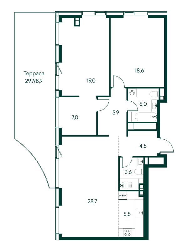 3 ккв (Евро) 106,7 м²