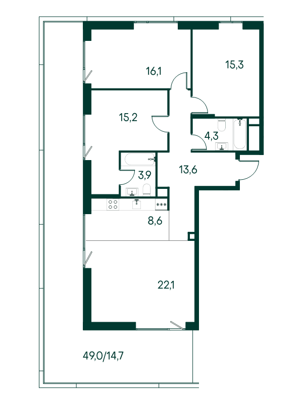 4 ккв (Евро) 113,8 м²