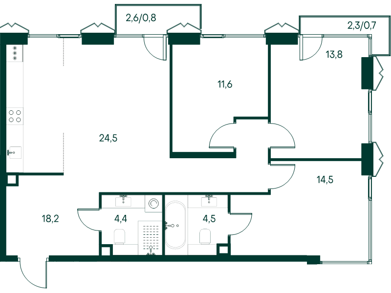 4 ккв (Евро) 93 м²