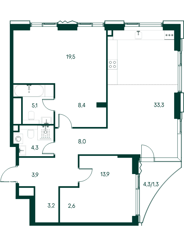3 ккв (Евро) 103,5 м²