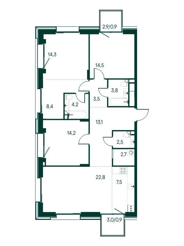 4 ккв (Евро) 113,3 м²