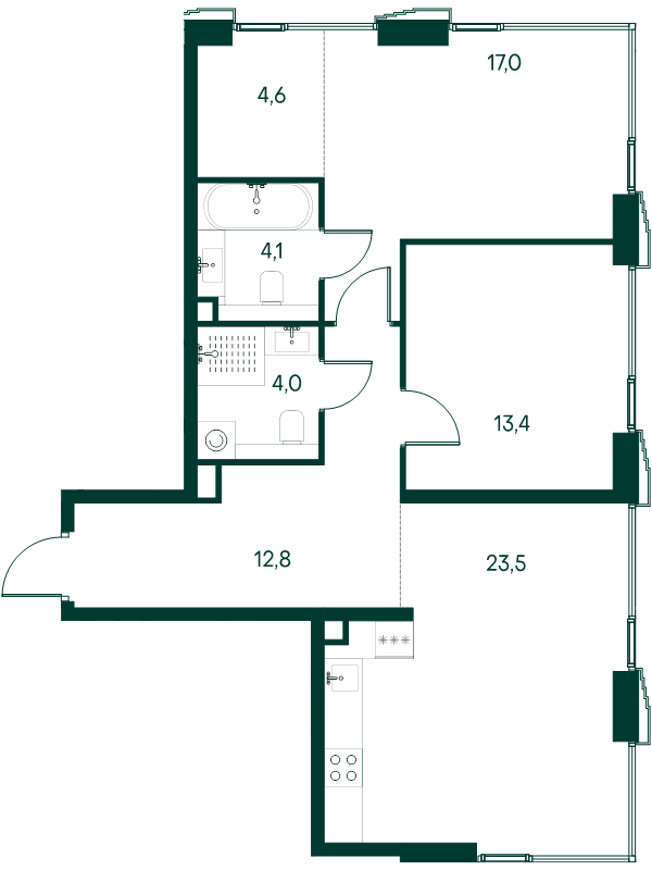 3 ккв (Евро) 79,4 м²