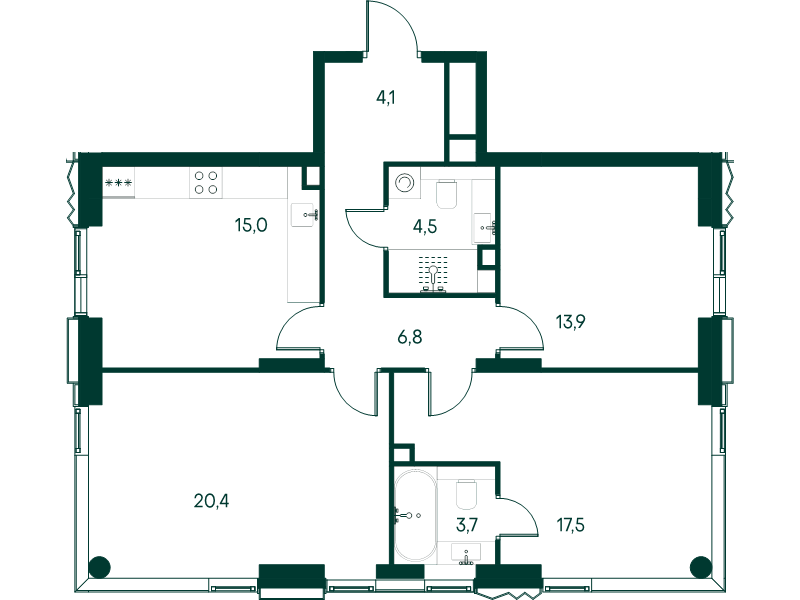 4 ккв (Евро) 85,9 м²