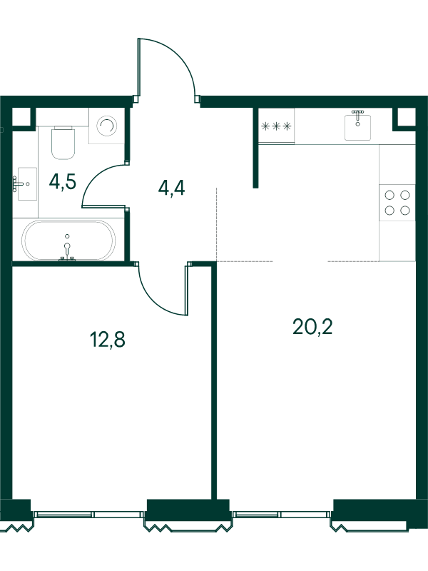 2 ккв (Евро) 41,9 м²