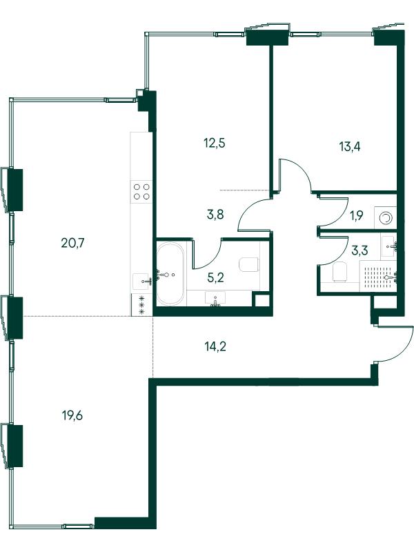 3 ккв (Евро) 94,6 м²