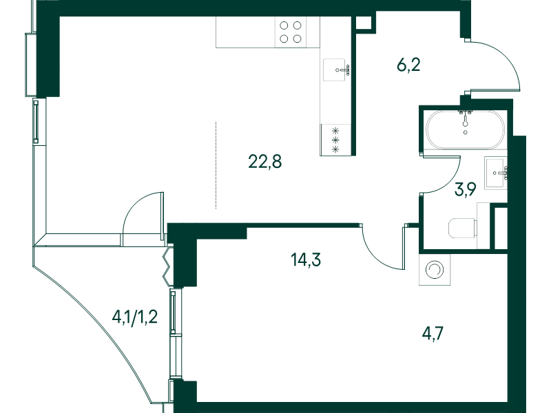 2 ккв (Евро) 53,1 м²