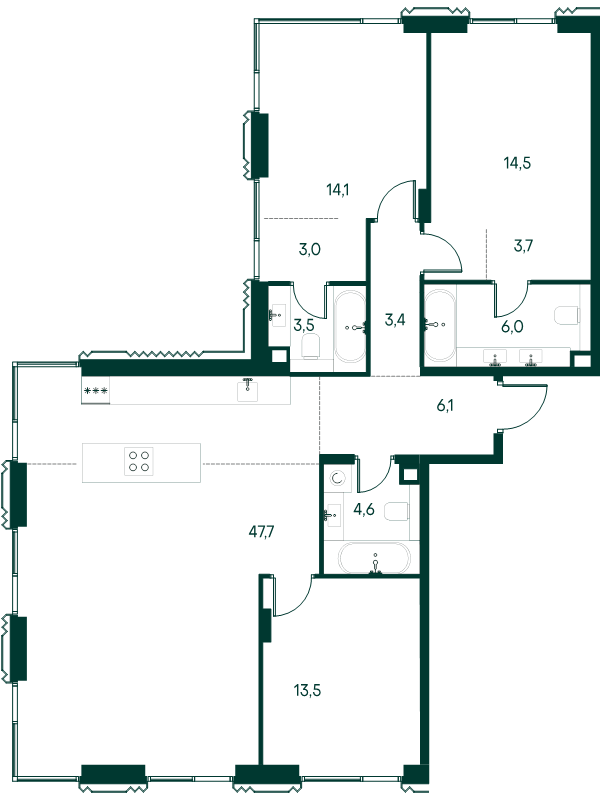 4 ккв (Евро) 120,1 м²