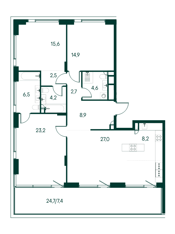 4 ккв (Евро) 125,7 м²