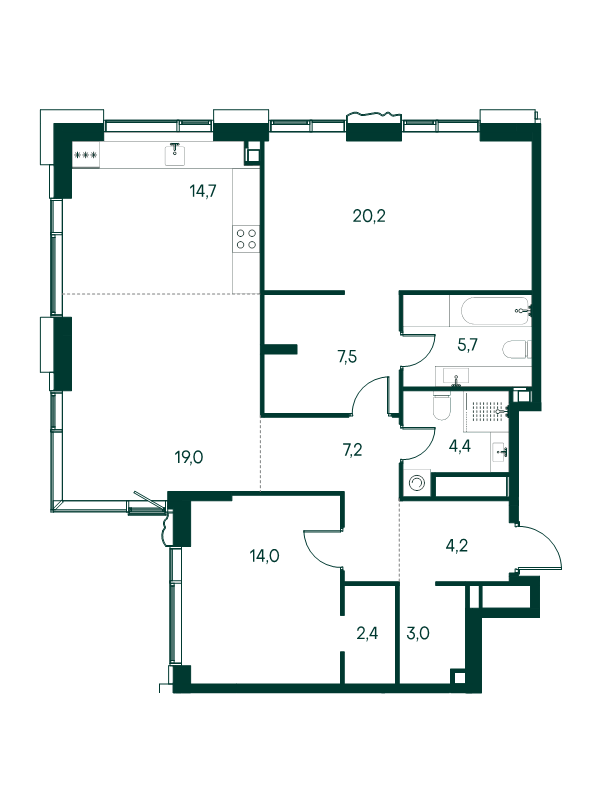 3 ккв (Евро) 102,3 м²