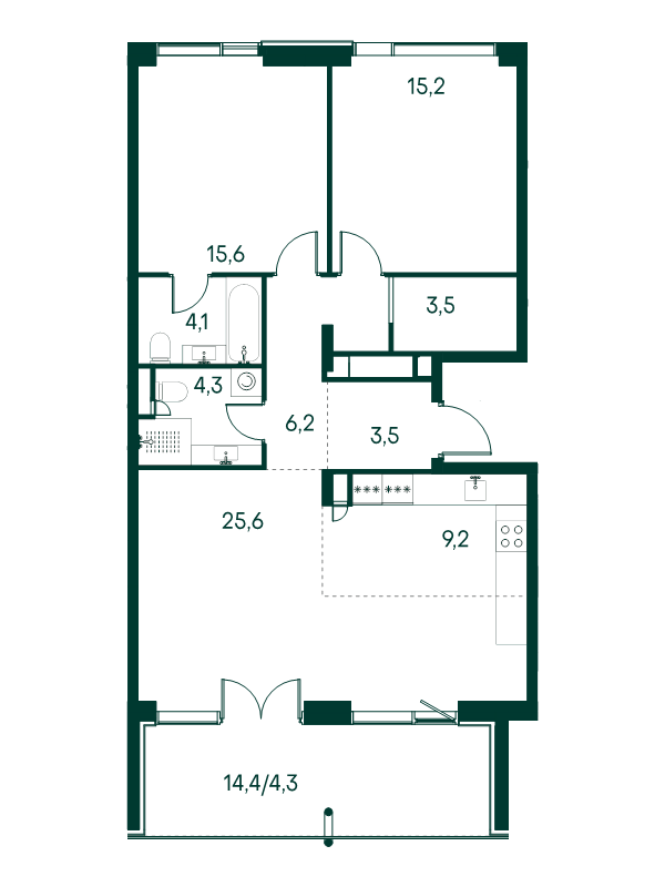 3 ккв (Евро) 91,5 м²