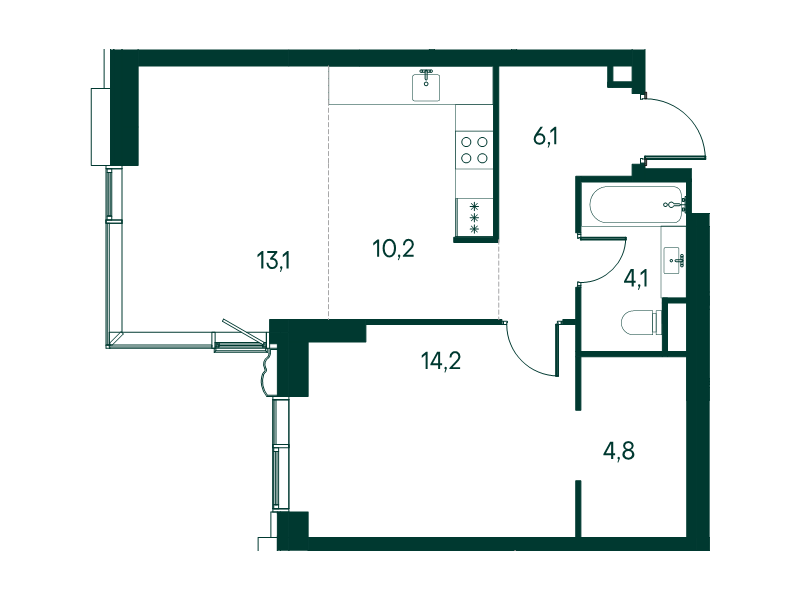 2 ккв (Евро) 52,5 м²