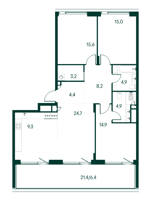 4 ккв (Евро) 111,5 м²