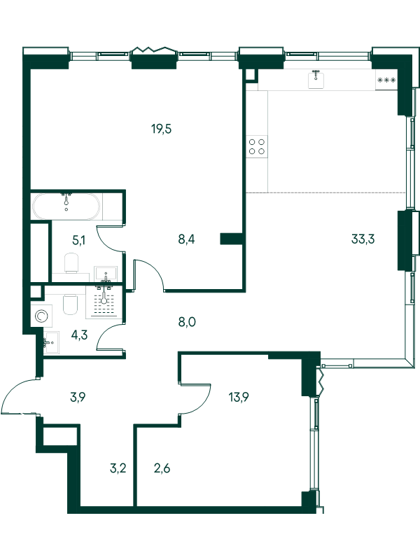 3 ккв (Евро) 102,2 м²