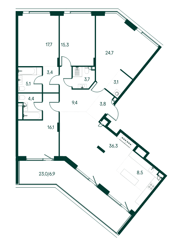 5 ккв (Евро) 158,4 м²