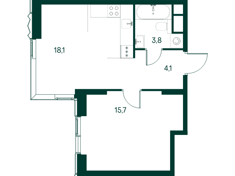 2 ккв (Евро) 41,8 м²
