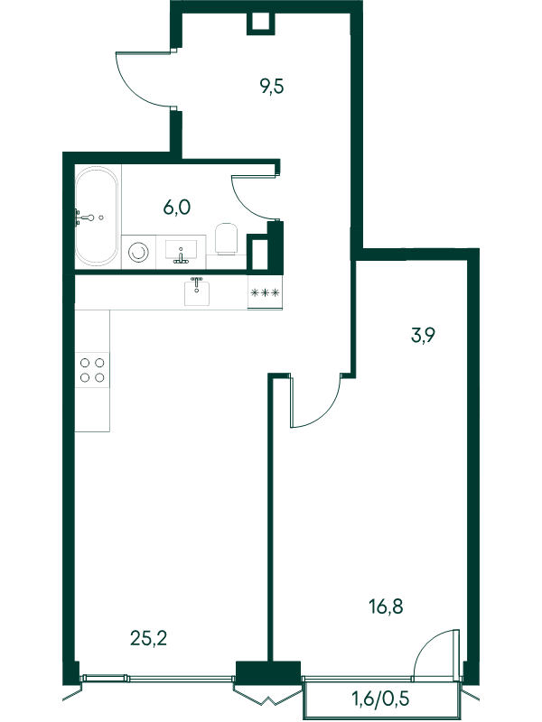 2 ккв (Евро) 61,9 м²