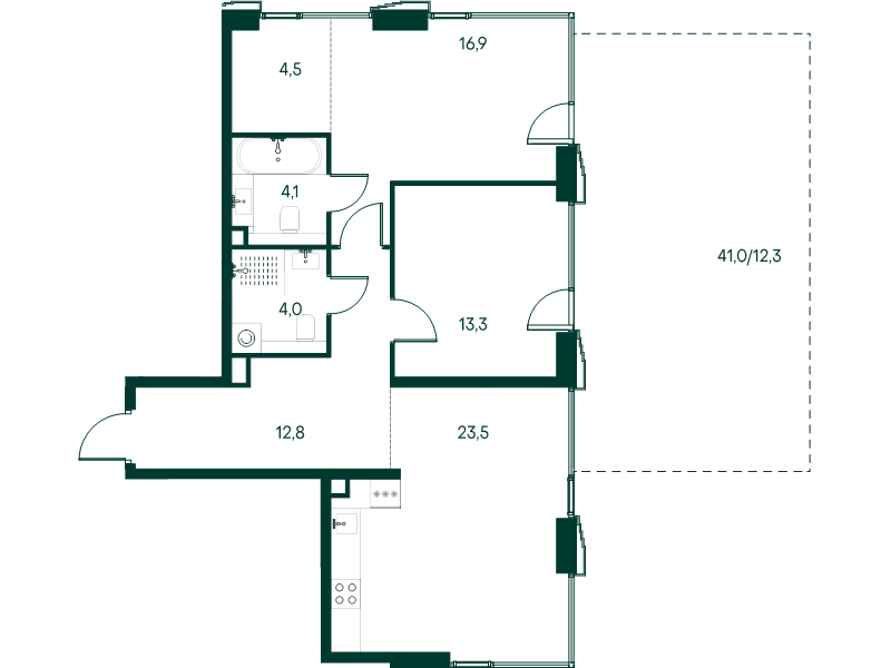 3 ккв (Евро) 91,4 м²