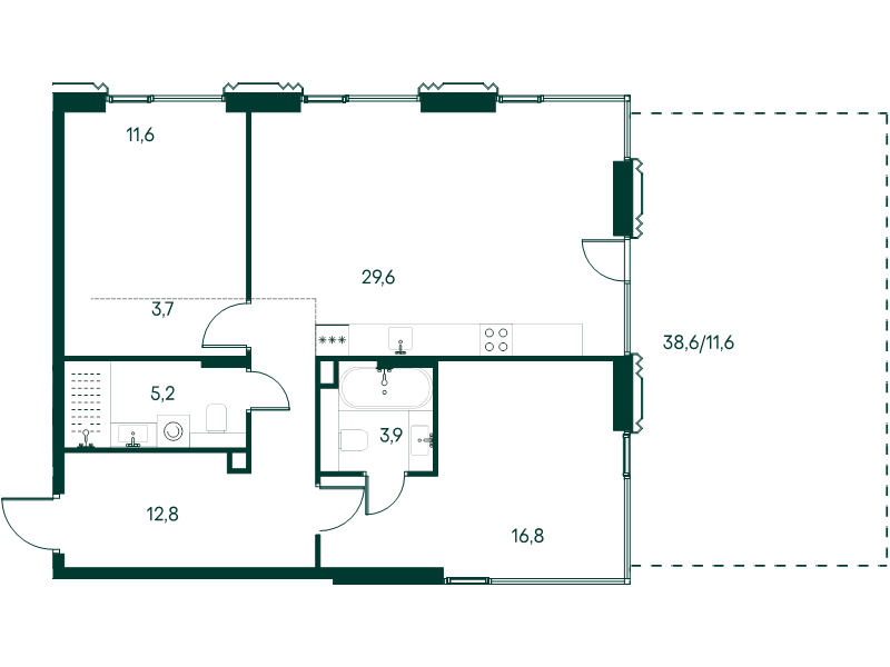 3 ккв (Евро) 95,2 м²