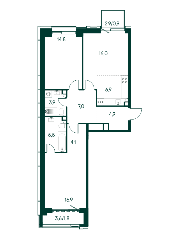 3 ккв (Евро) 82,7 м²
