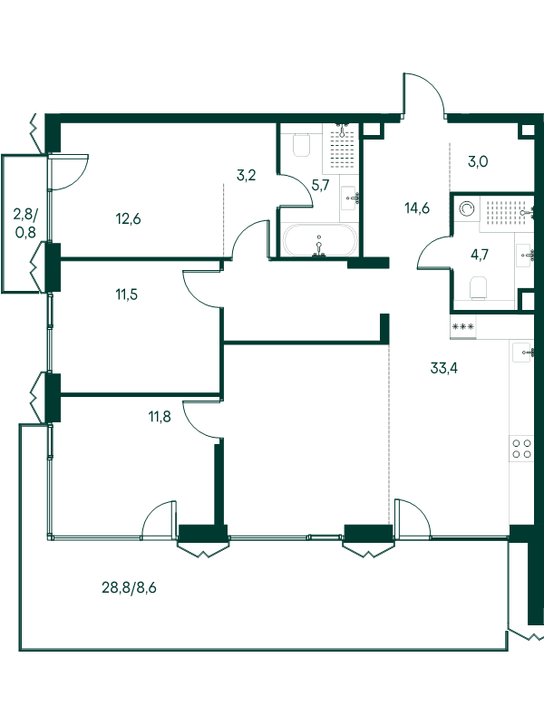 4 ккв (Евро) 109,9 м²