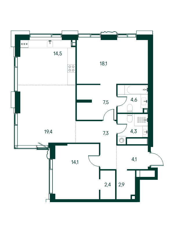3 ккв (Евро) 99,2 м²