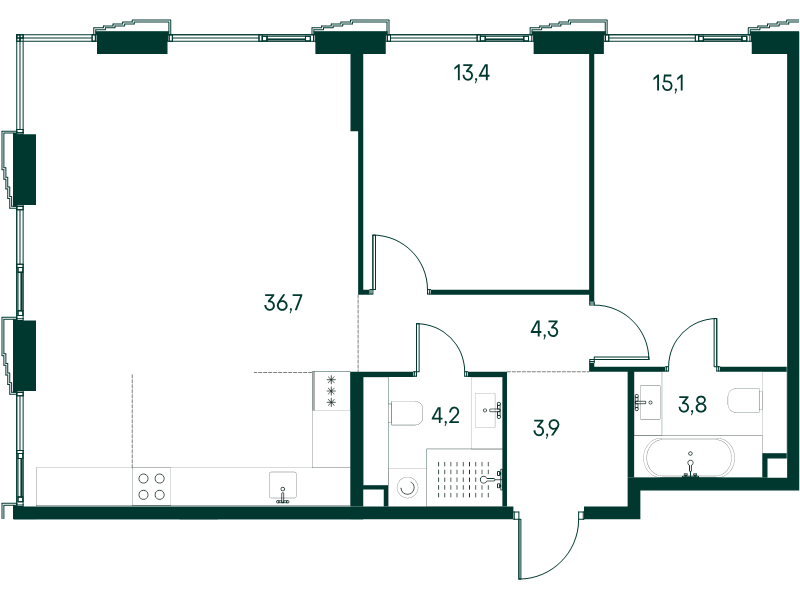 3 ккв (Евро) 81,4 м²