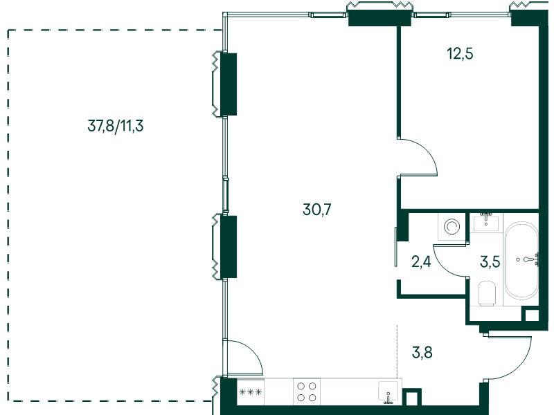 2 ккв (Евро) 64,2 м²