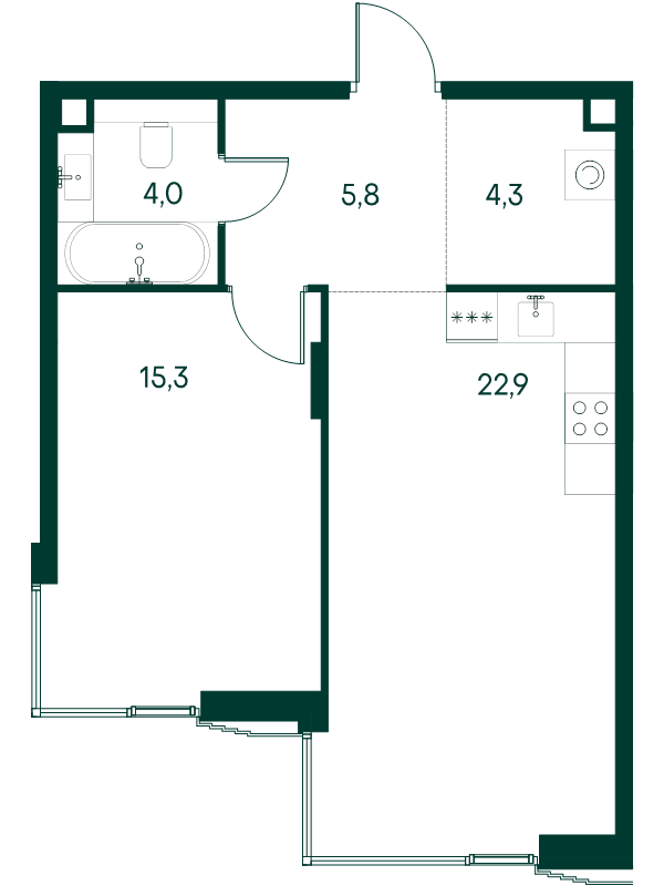 2 ккв (Евро) 52,3 м²