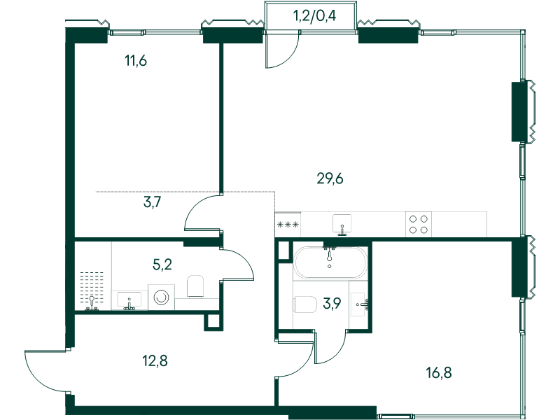 3 ккв (Евро) 84 м²