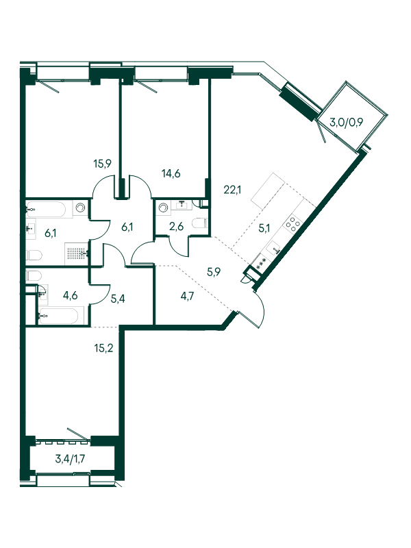 4 ккв (Евро) 111 м²