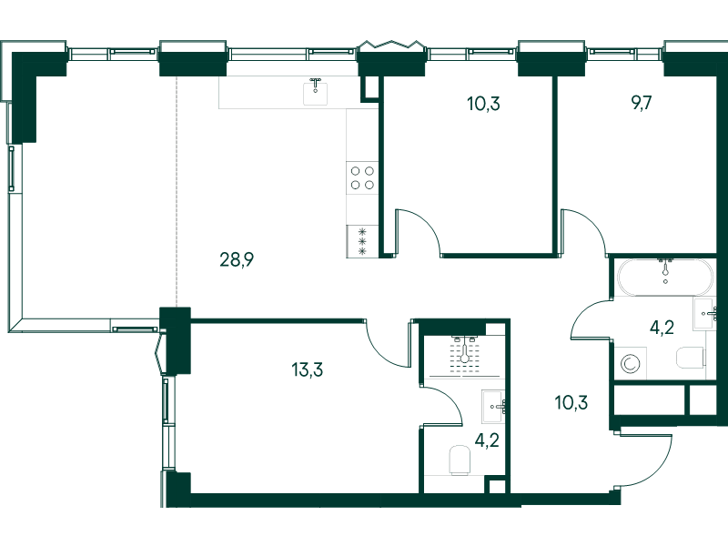 4 ккв (Евро) 81,2 м²