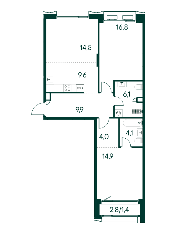 3 ккв (Евро) 81,3 м²