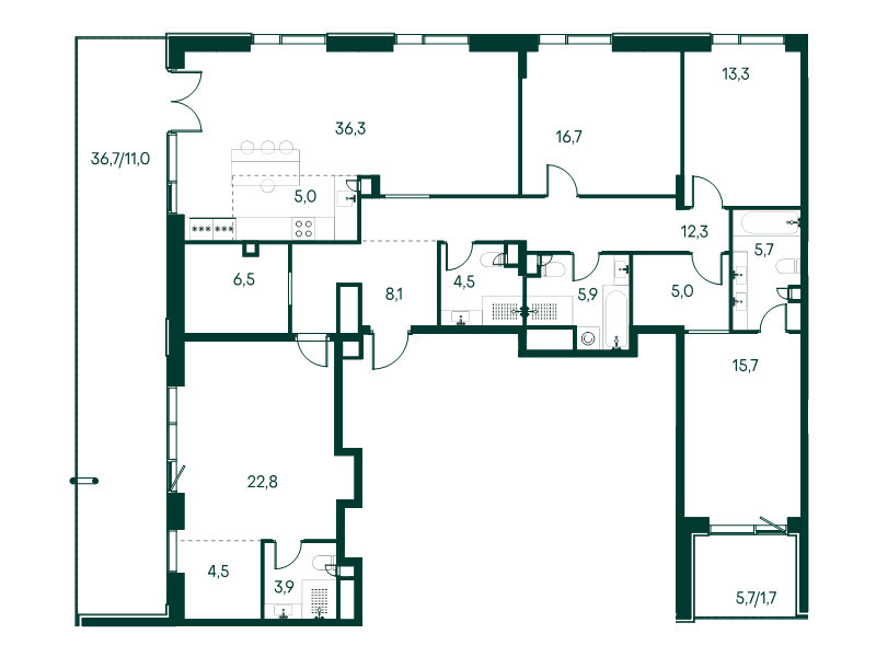 5 ккв (Евро) 178,9 м²