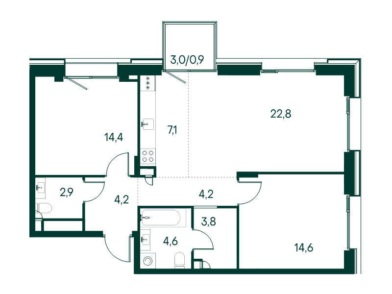 3 ккв (Евро) 79,5 м²