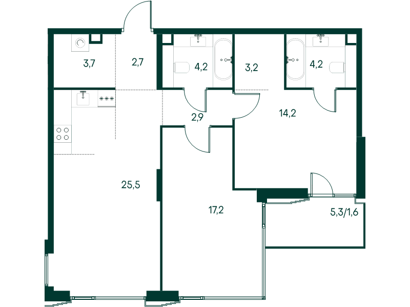 3 ккв (Евро) 79,4 м²