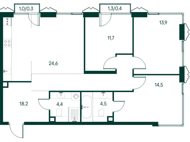 4 ккв (Евро) 92,5 м²