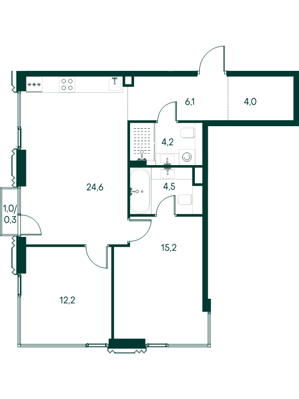 3 ккв (Евро) 71,1 м²