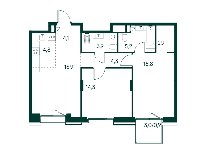 3 ккв (Евро) 72,1 м²