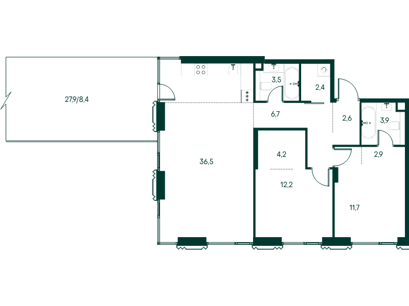 3 ккв (Евро) 95 м²