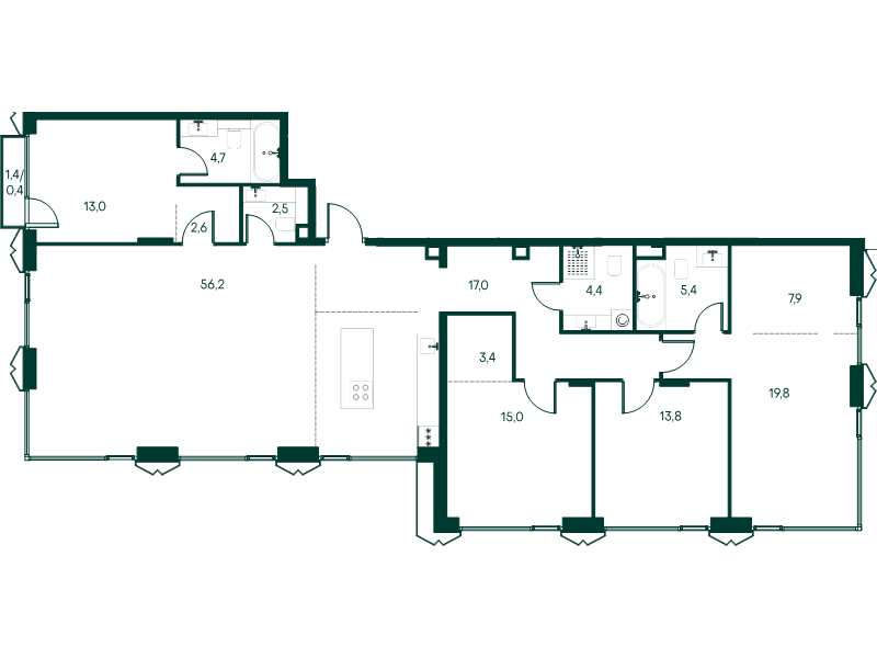 5 ккв (Евро) 166,1 м²