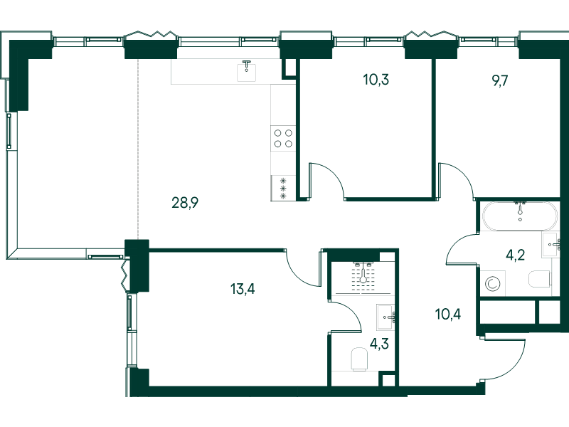 4 ккв (Евро) 81,2 м²