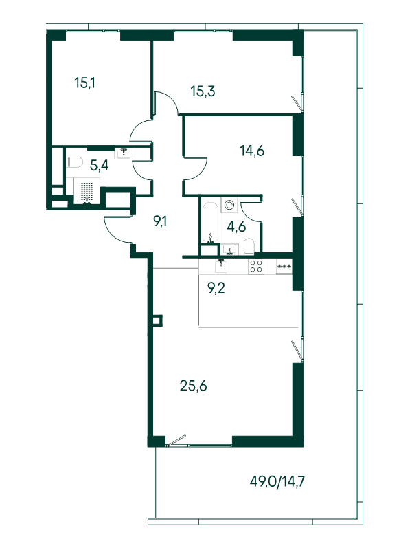 4 ккв (Евро) 113,6 м²